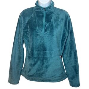 The North Face Mossbud Fleece 1/4 Zip Womens S Pullover Jacket ABXM Teal Green